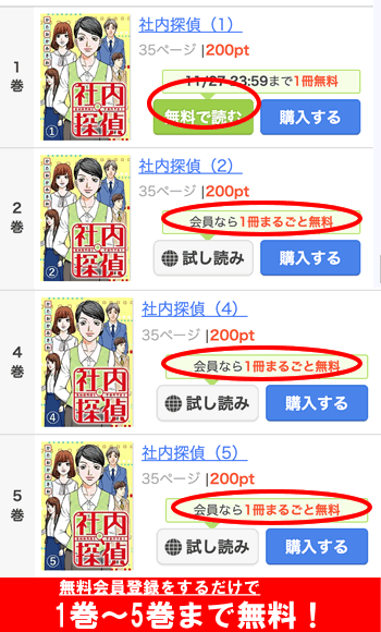 社内探偵が1巻〜5巻無料